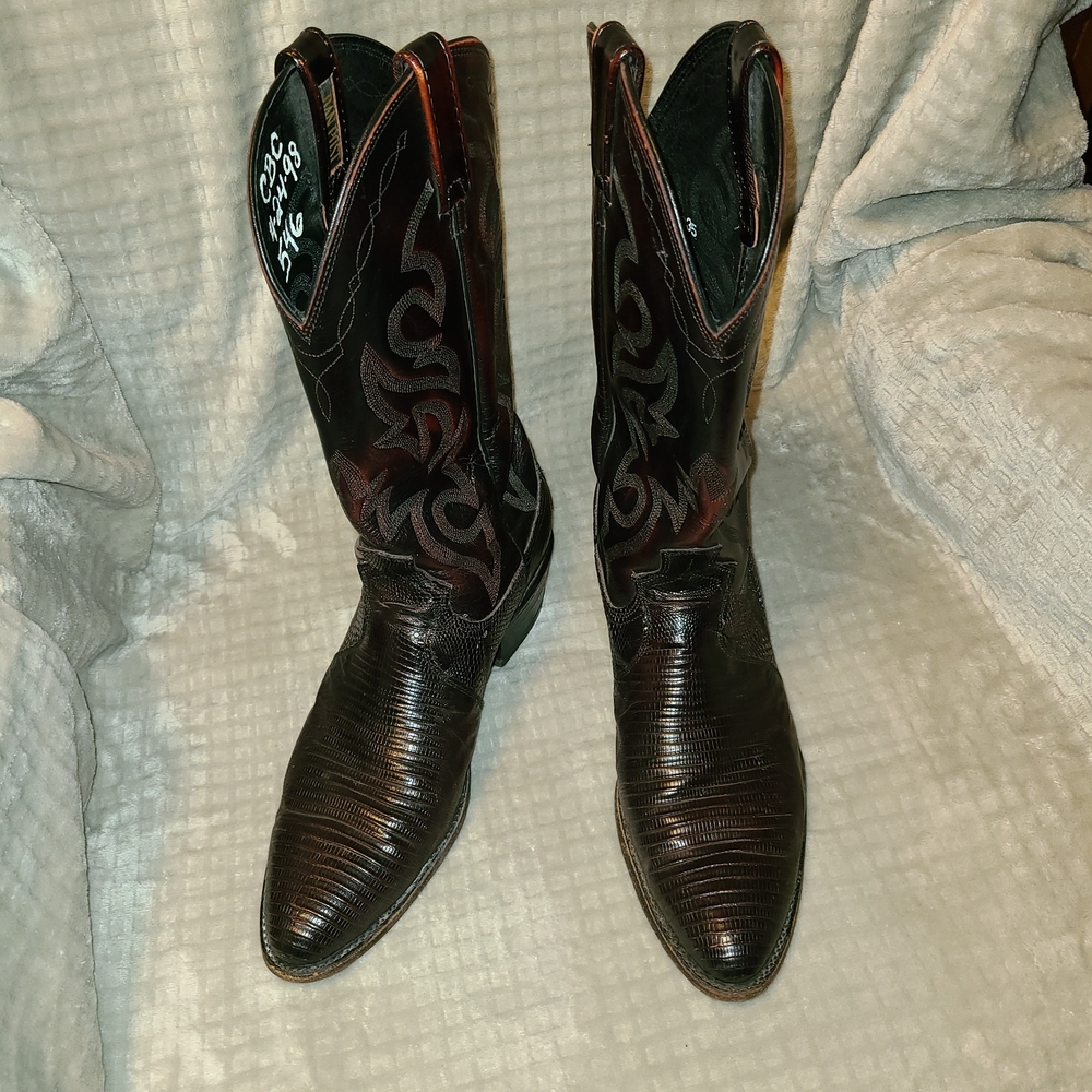 Dan Post Burgundy/Blackcherry Lizard Skin Western Leather Cowboy Boots Size 10D